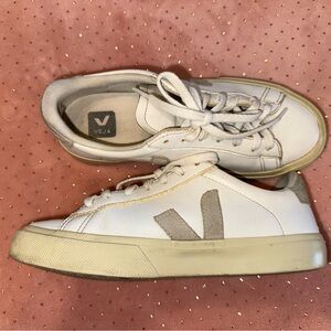 Veja White and Gray Casual Sneakers
